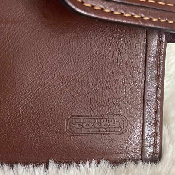 Coach Vintage 90s Sheridan Kiss Lock Coin Purse Wallet Card Case Brown Leather - Picture 8 of 9